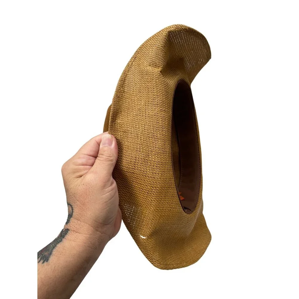 Wolverine Western Wear Womens Brown Feathered Straw Cowboy Hat M SKU 9388 - Picture 8 of 13